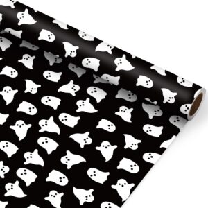 jarthenaamcs halloween wrapping paper -mini roll- 17in x 32.8ft spooky ghost gift wrap paper for halloween birthday party wrapping supplies