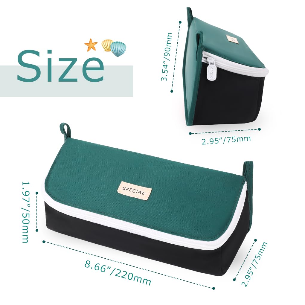 Oyachic Large Capacity Pencil Case,Wide Open Pencil Pouch,Asthetic Pencil Bag for Office,Marker,Stationery,Green ﻿