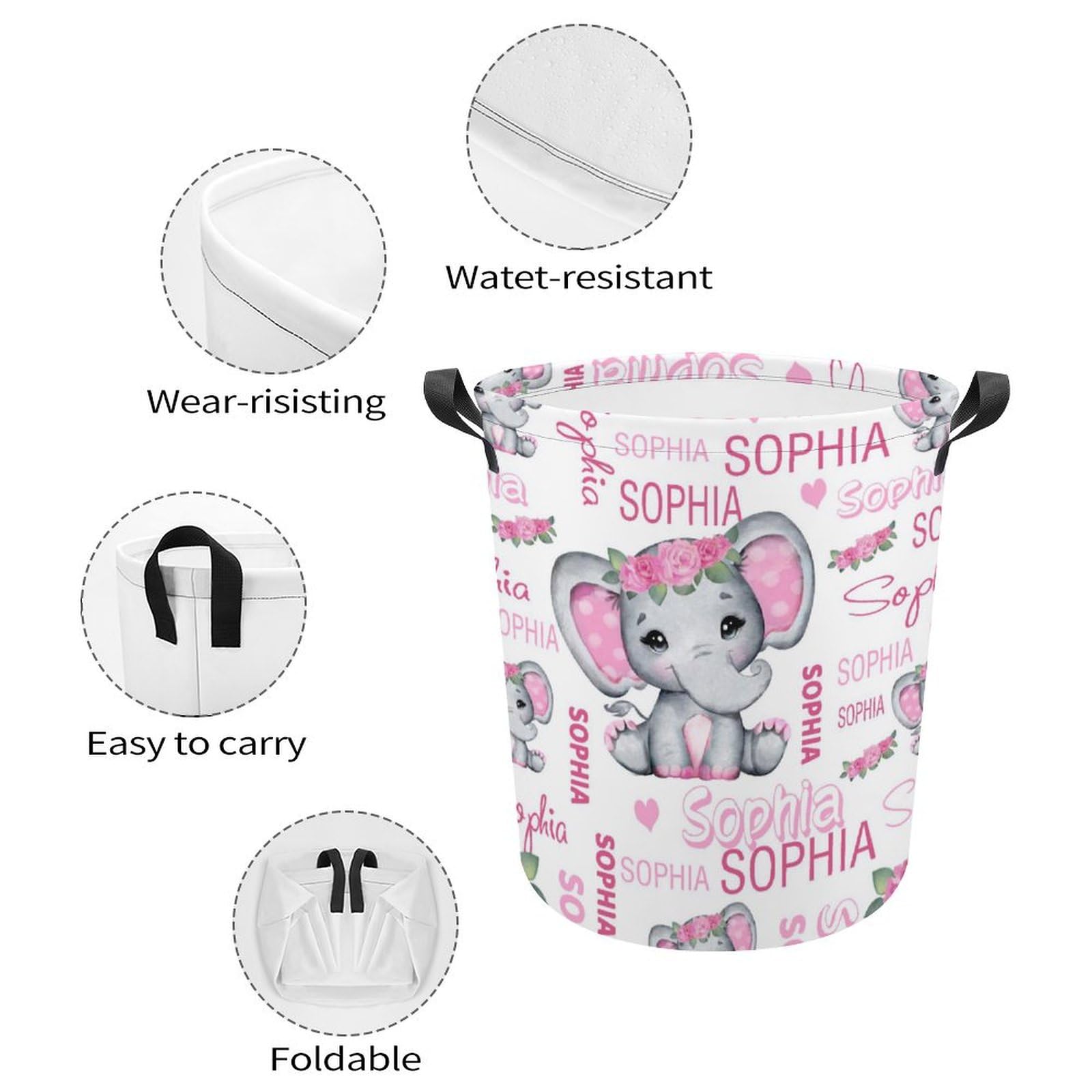 Personalized Girls Laundry Basket Custom Laundry Hamper for Girl Collapsible Durable Organizer Storage Bedroom Decor for Girls