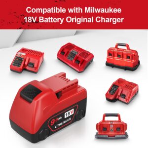 QuasuHaven Upgraded 2Pack 9.0Ah Replacement for Milwaukee M18 Battery Compatible with Milwaukee 18V Battery Cordless Power Tools 48-11-1852 48-11-1850 48-11-1840 48-11-1890 48-11-1828