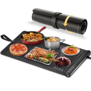 food warming mat, upgraded graphene full surface heating foldable heater food pad, compact silicone materials, 6 heat settings, multifunctional food warmers for parties buffet, events, daily life use