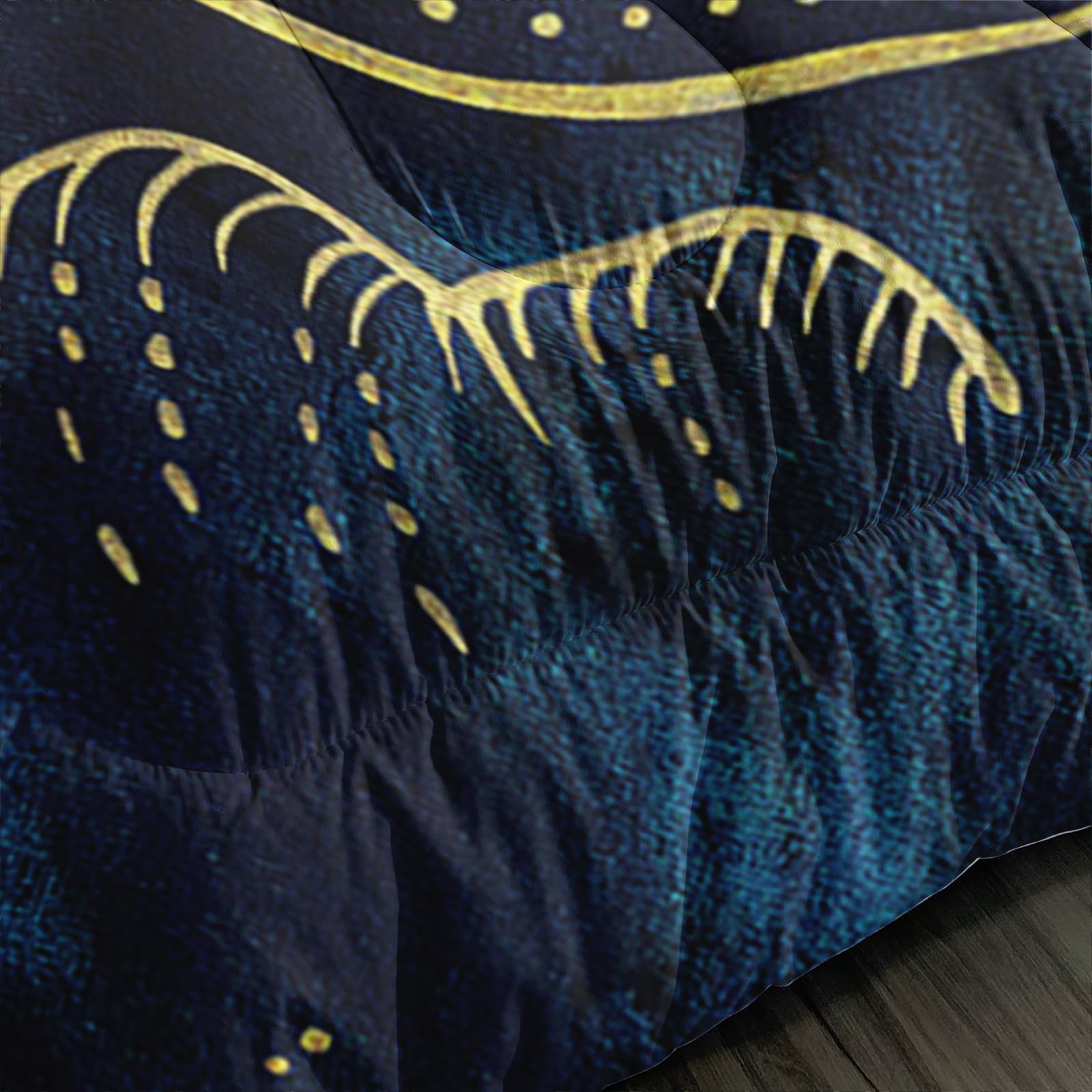 Ntlfup Sun and Moon Comforter Set Twin Size, Starry Sky Celestial Star Bedding Set for Kids Boys Girls, Blue Golden Bohemian Gothic Comforter Set