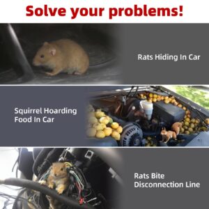 Ultrasonic Rodent Repellent Under Hood Animal Repeller Rat Deterrent for Car Engines with LED Strobe Lights, Car Truck RV Rodent Defense Vehicle Protection (2)