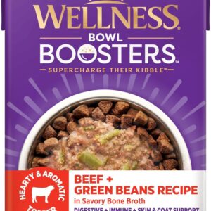 Aurora Pet Variety Pack (6) Wellness Bowl Boosters Hearty Wet Dog Toppers (2) Beef (2) Chicken (2) Turkey (5.5-oz Each) with AuroraPet Wipes