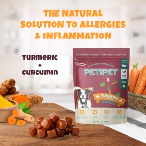 PETIPET Turmeric + Curcumin - Natural, Human-Grade Allergy Relief Chews, Hip and Joint Supplement, and Anti-Inflammatory for Dogs