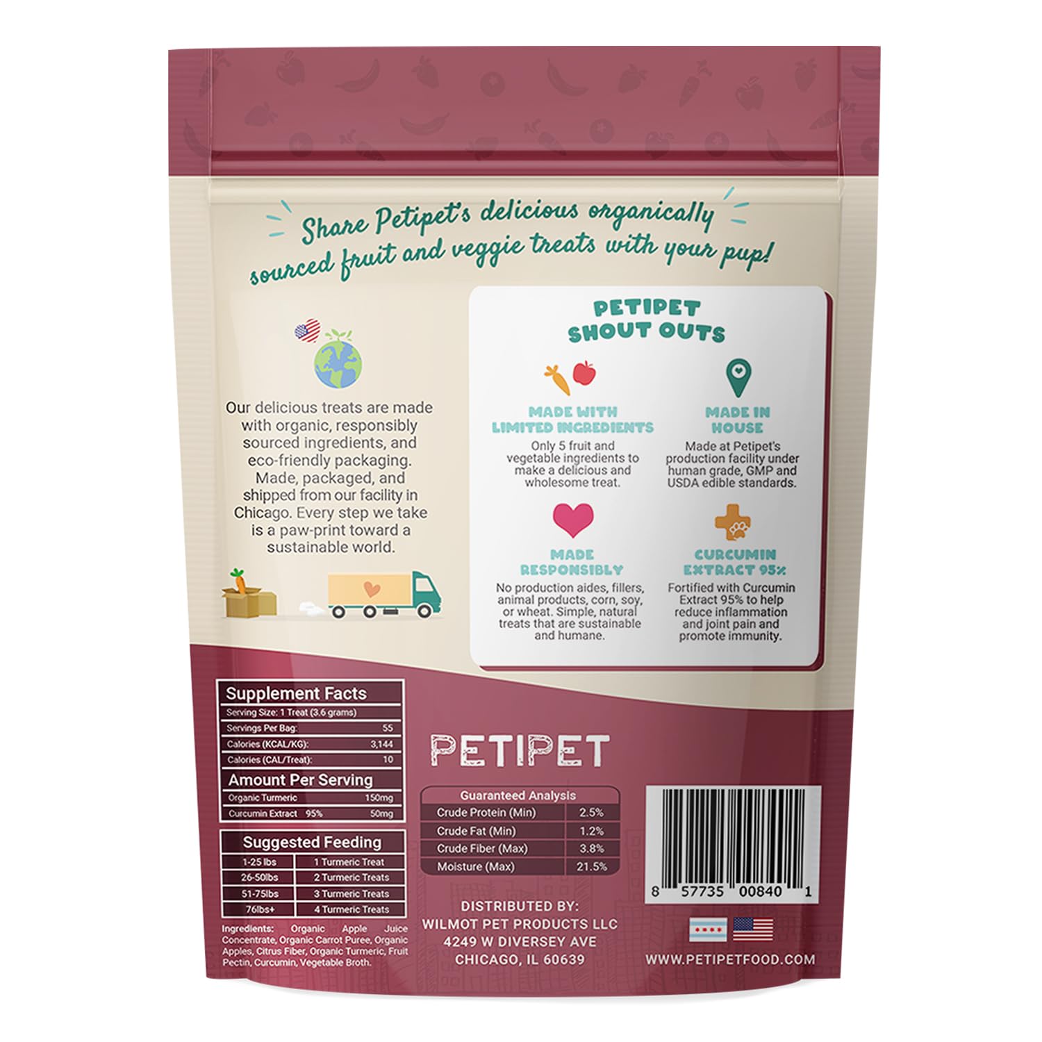 PETIPET Turmeric + Curcumin - Natural, Human-Grade Allergy Relief Chews, Hip and Joint Supplement, and Anti-Inflammatory for Dogs