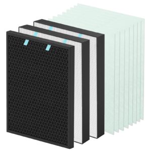 2 pack hepa replacement air400 filter for bissell air400 air purifier, hepa activated carbon pack 3365, include 2 pack 2521 true hepa filters and 8 pack pre-filters, 1 pack 2520 active carbon filters