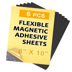 cuttable magnetic sheets 6 pack, each 8" x 10", stick magnetic paper with adhesive backing for crafts, paper magnets and stickers