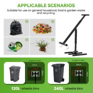 NEWTRY Manual Trash Compactor, 120L-240L Home Manual Garbage Compressor with Adjustable Handle Outdoor Wheelie Bin Rubbish Compactor for Kitchen, Garden, Restaurant, Office