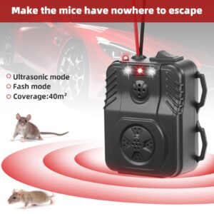 Ultrasonic Rodent Repellent Under Hood Animal Repeller Rat Deterrent for Car Engines with LED Strobe Lights, Car Truck RV Rodent Defense Vehicle Protection (2)