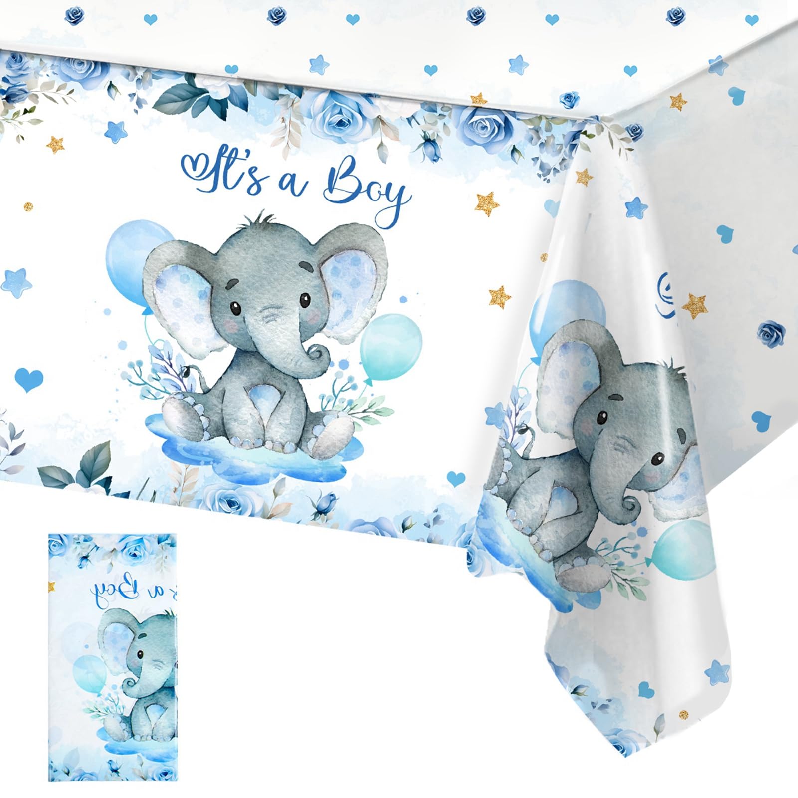 Boy Elephant Baby Shower Decorations Boxes - Baby Blue Balloon Garland Kit,Baby Shower Boxes,It's a Boy Backdrop Tablecloth for Elephant Theme Party Supplies,Baby Shower Wedding Birthday Party