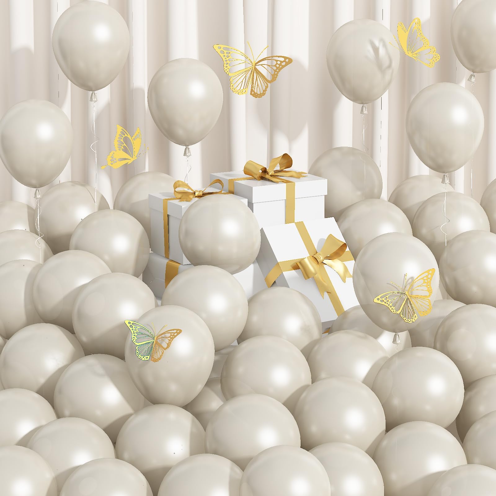 Pearl White Sand Balloons 5 Inch, 100 PCS Small Beige Cream Off White Pearl Balloons, Boho Neutral Nude Tan Helium Mini Balloon for Arch Birthday Wedding Bridal Shower Anniversary Party Decoration