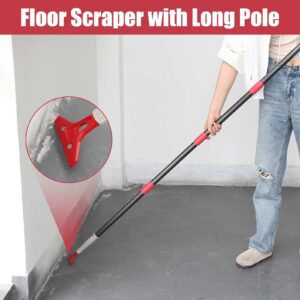 Floor Scraper, Long Handle Floor Scraper Heavy Duty, Metal Paint Scraper with 10PCS Extra Blades Scraper for Cleaning Windows Glass, Tiles, Wall, Floor