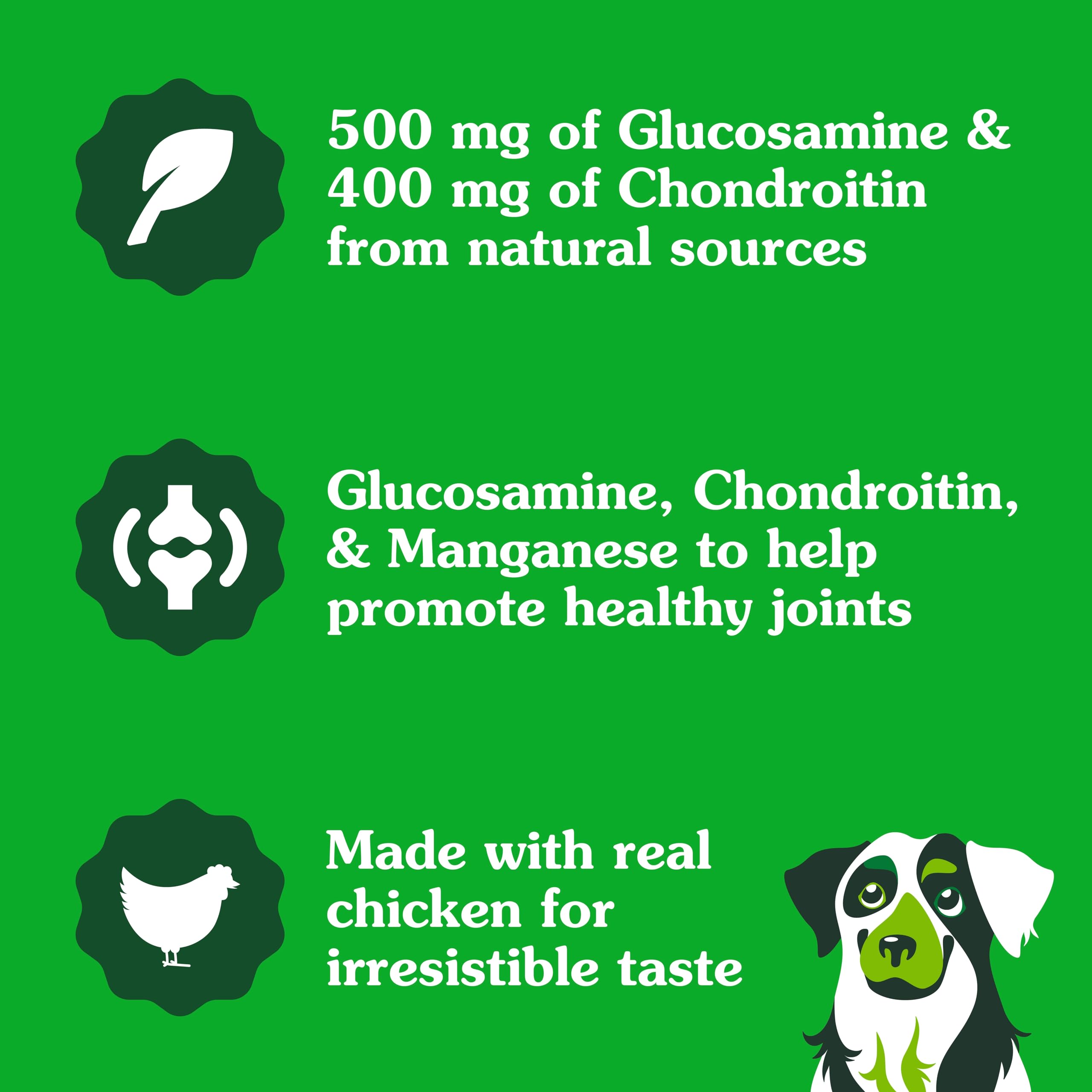 Greenies Hip & Joint Soft Chew, Dog Joint Supplement with Chondroitin and Glucosamine for Dogs, Joint Support Supplements, Chicken Flavor, 80-Count Tub, Pack of 2