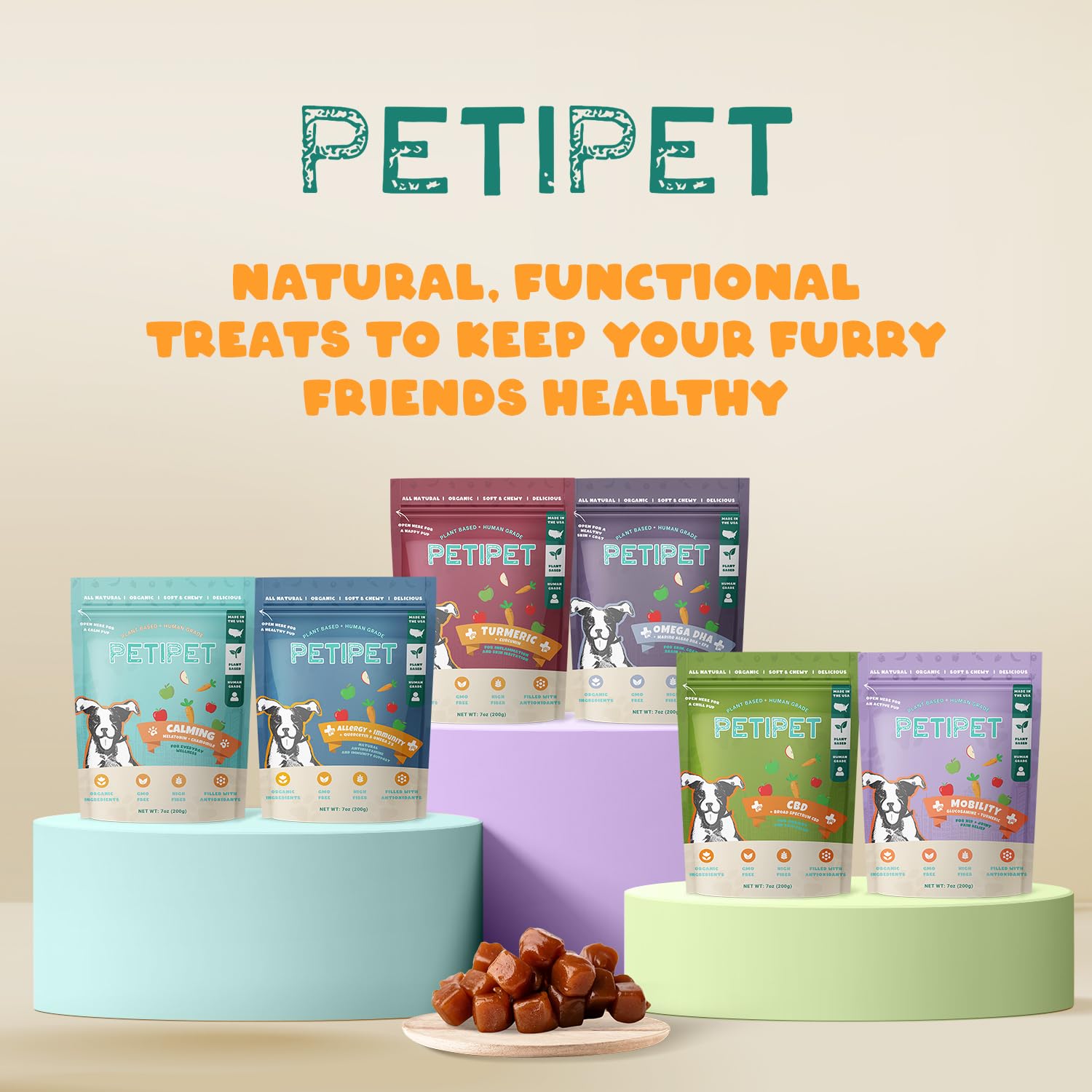 Petipet Dog Allergy Relief Chews - Quercetin + Omega 3 - Natural Antihistamine for Itching, Paw Licking, Seasonal and Grass Allergies - for Itchy Skin, Hot Spots, Immune Support