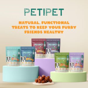 PETIPET Calming Chews for Dogs - Plant-Based Calming Supplement with Melatonin+Chamomile - Natural Calming Aid Treats for Relaxing, Stress, Separation, Anxiety Relief, Puppies, Small and Large Breeds