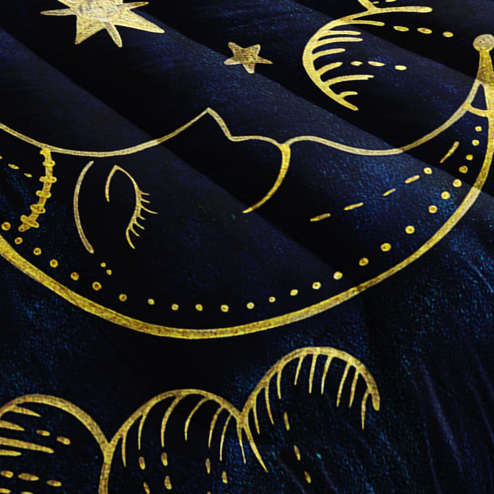 Ntlfup Sun and Moon Comforter Set Twin Size, Starry Sky Celestial Star Bedding Set for Kids Boys Girls, Blue Golden Bohemian Gothic Comforter Set