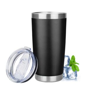 20oz tumbler with lid stainless steel insulated tumblers travel coffee tumbler bulk double wall vacuum insulated water cup christmas gifts for women men her him home office (black, 1pack)