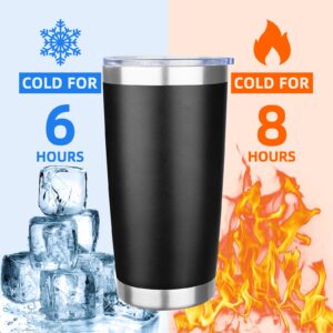 20oz Tumbler with Lid Stainless Steel Insulated Tumblers Travel Coffee Tumbler Bulk Double Wall Vacuum Insulated Water Cup Christmas Gifts for Women Men Her Him Home Office (Black, 1pack)