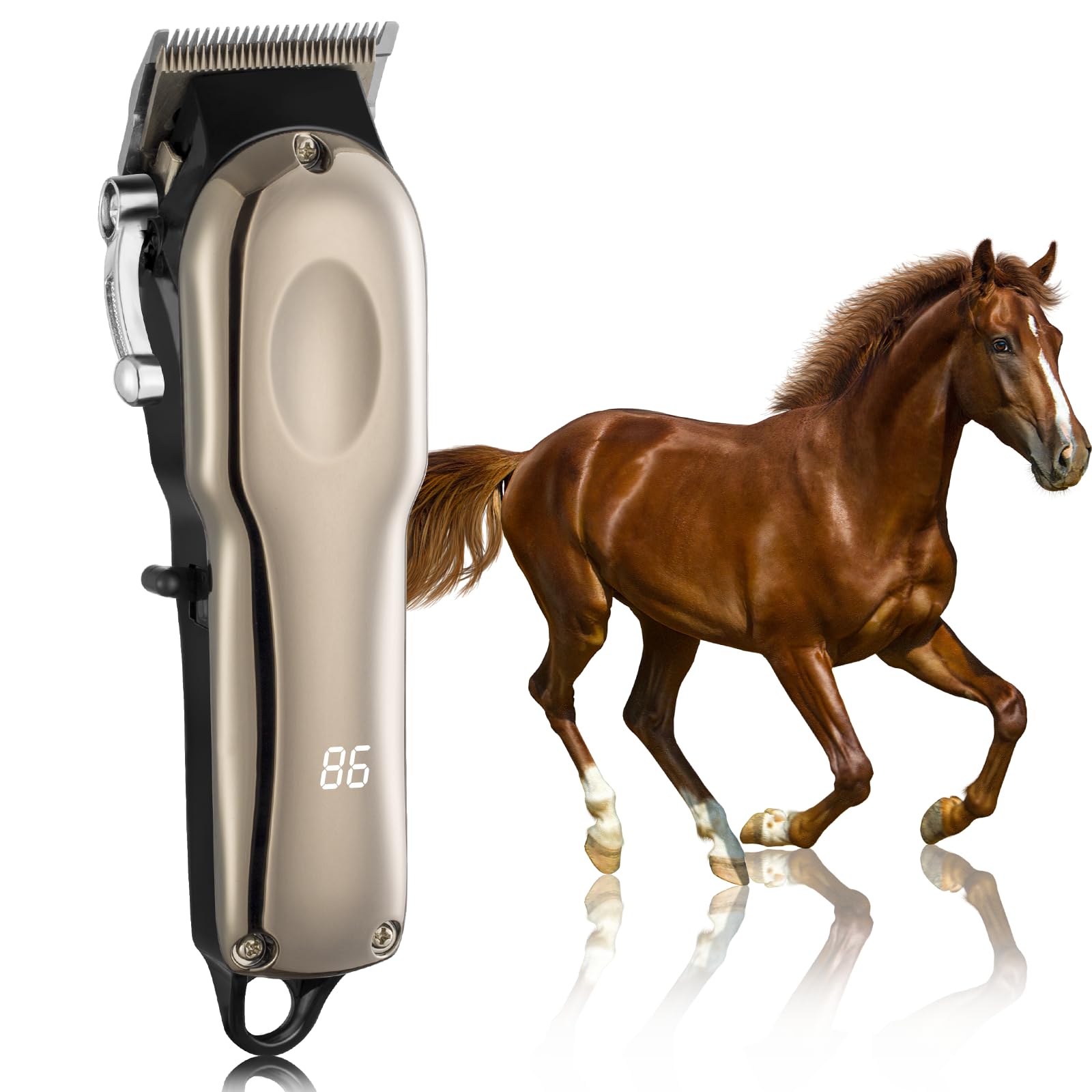 Ciphuoly Horse Clippers Cordless Quiet, Professional Horse Care Clippers with 4 Guide Guards,Electric Rechargeable Grooming Kit for Horse,Powerful Livestock Grooming Clipper