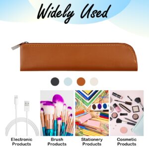 WATUNID 4 Pcs Small Pencil Pouch with 60 Packs Label Stickers, Cute Pencil Case Lovely Stationary, Portable Aesthetic Pencil Case with Zipper for Pens, Makeups, Coins, Markers(Black+Blue+White+Brown)