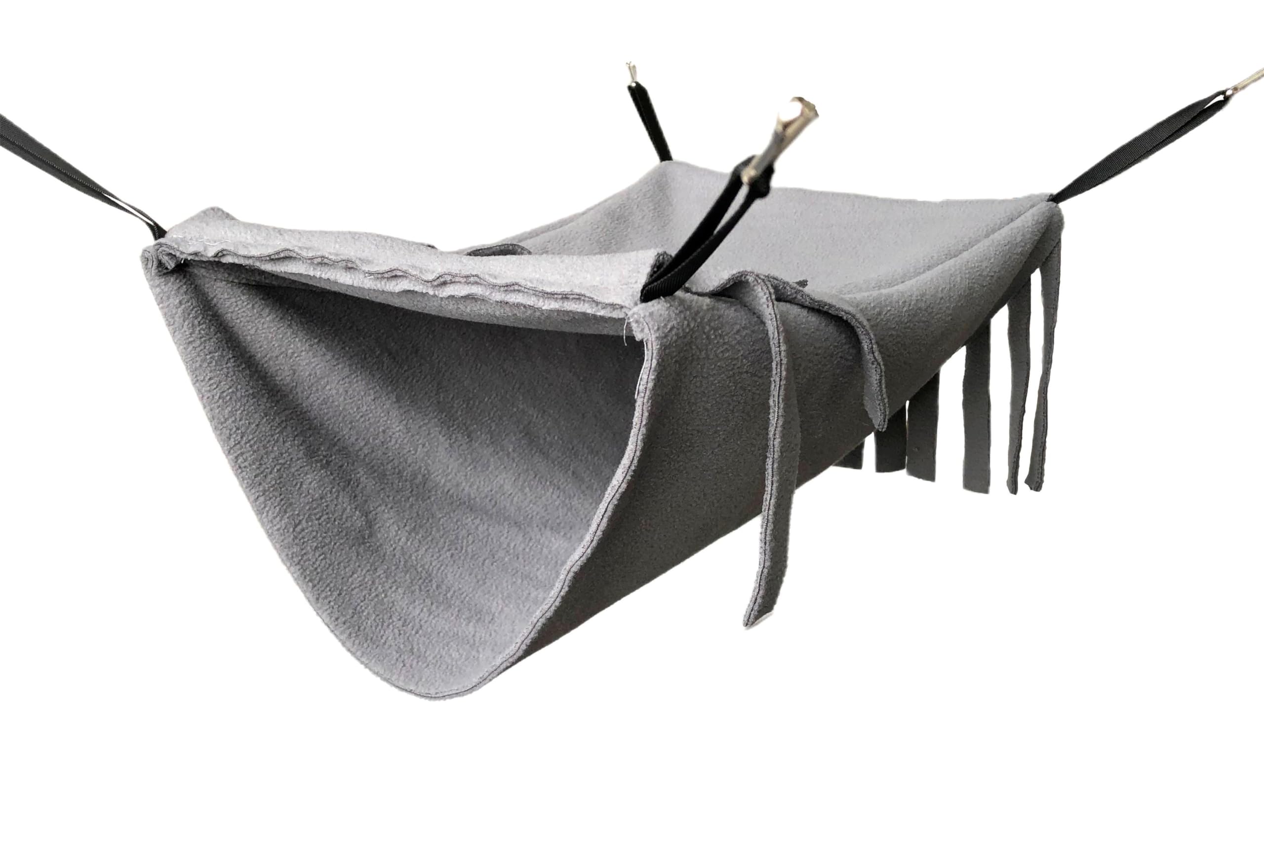 Vedem Guinea Pig Ferret Fleece Bunkbed Hammock Small Animals Cage Hanging Tunnel Hideout for Rat, Chinchilla, Squirrel (Grey)