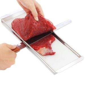 beef jerky slicer kit,stainless steel,adjustable thickness,uniform slices,include cutting board & 14-inch slicing knife,beef jerky making kit for chefs & home kitchens