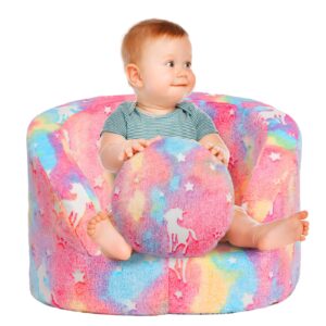 alimorden snug-arch toddler couch, comfy foam baby chair, ergonomic toddler chair with a snug embrace design for boys and girls, unicorn