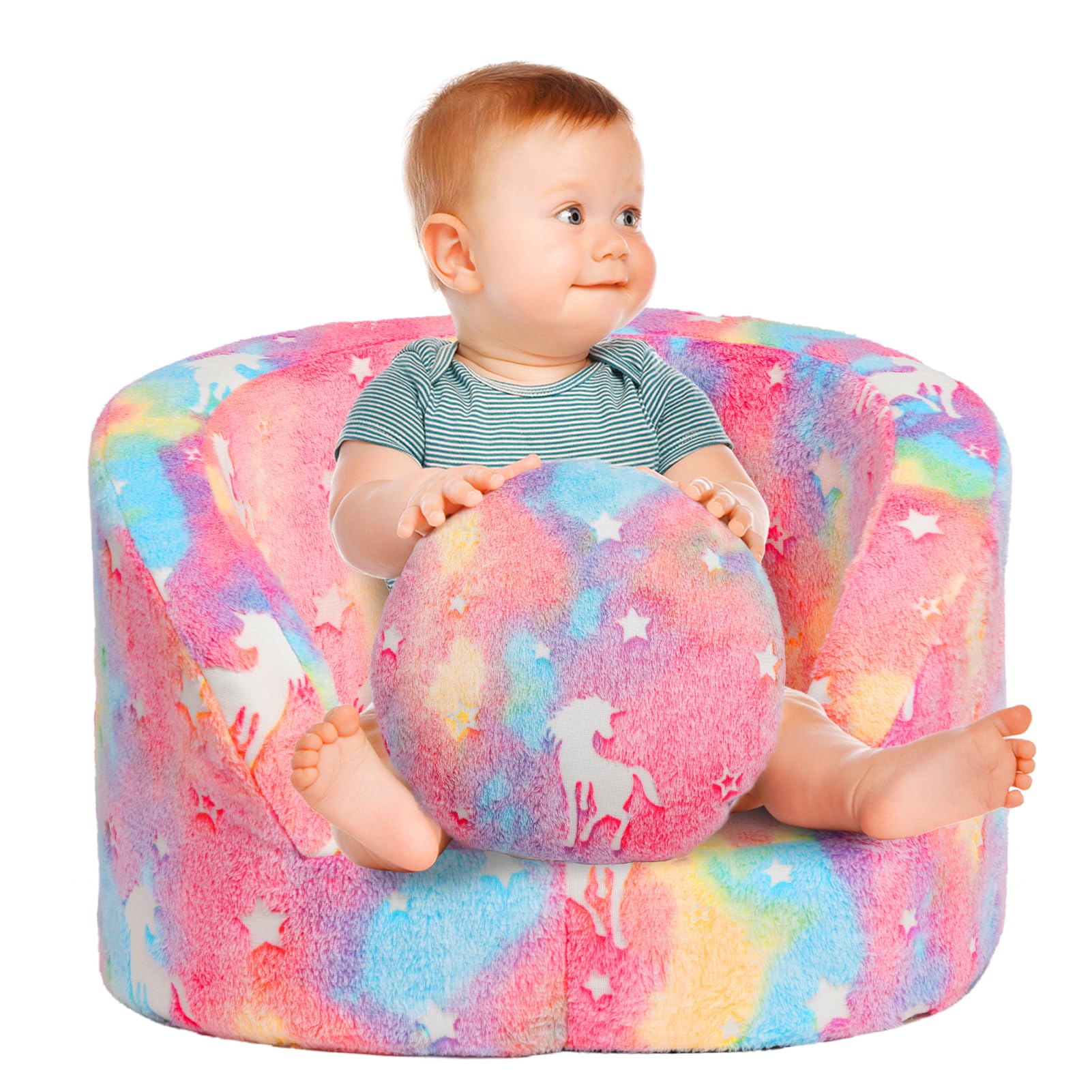 ALIMORDEN Snug-Arch Toddler Couch, Comfy Foam Baby Chair, Ergonomic Toddler Chair with a Snug Embrace Design for Boys and Girls, Unicorn