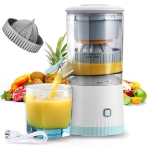 resome electric citrus juicer, rechargeable juicer machine with usb cable and cleaning brush, orange lime lemon grapefruit juicer squeezer, easy to clean portable juicer (white)