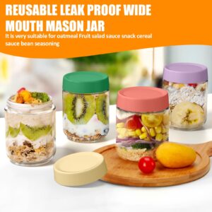 Luxfuel 16oz Glass Jars with Lids, Reusable Wide Mouth Mason Jars, Airtight Leak-Proof, for Glass Food Storage Containers Meal Prep - Set of 4