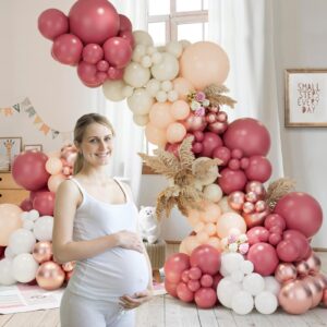 Baby in Bloom Baby Shower Decorations Baby in Bloom Balloon Garland Arch Kit Rose Red Maca Orange Sand White Metal Rose Gold Balloons for Birthday Bridal Wedding Baby in Bloom Party Decorations