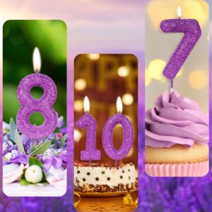 5th Glitter Birthday Candles, Purple Pink Birthday Number Candle for Cake Topper Decorations for Girls Birthday Party Wedding Anniversary Celebration Supplies