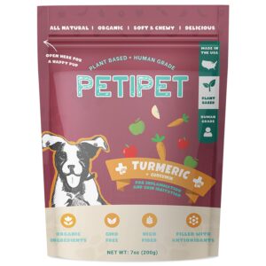 petipet turmeric + curcumin - natural, human-grade allergy relief chews, hip and joint supplement, and anti-inflammatory for dogs