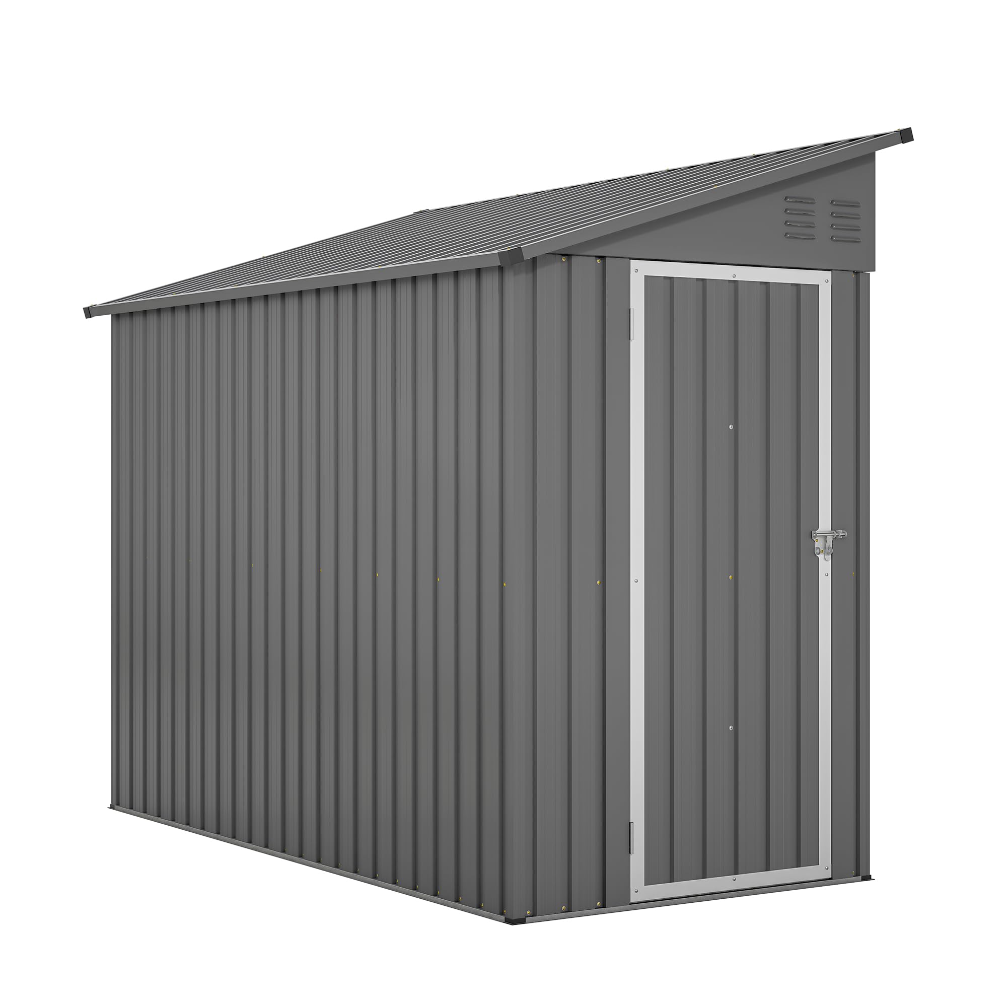 LZbeiteM Shed Lean to Storage Shed, Outdoor 4' x 8' Metal Wall Side Storage Sheds & Outdoor Storage, Garden Storage Cabinet for Backayrd, Patio and Outdoor Use,Grey