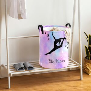 Personalized Laundry Baskets Bin,Gymnastic Girl Stars Laundry Hamper with Handles, Collapsible Waterproof Clothes Hamper,Storage for Bedroom, Bathroom, Toys 50L