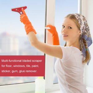 Floor Scraper, Long Handle Floor Scraper Heavy Duty, Metal Paint Scraper with 10PCS Extra Blades Scraper for Cleaning Windows Glass, Tiles, Wall, Floor