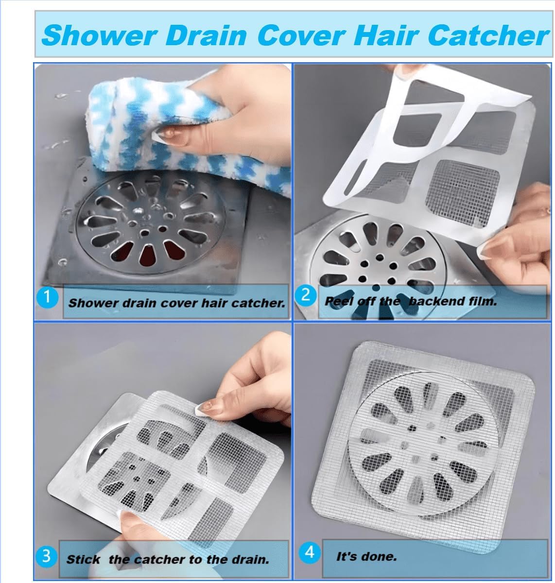 20Pcs Disposable Hair Drain Stickers, Shower Drain Hair Catcher Mesh Stickers,Drain Cover Hair Catcher, Bathroom, Laundry, Bathtub, Kitchen, Sink, Drain, Adhesive Window Screen Repair Tape Kit (20)