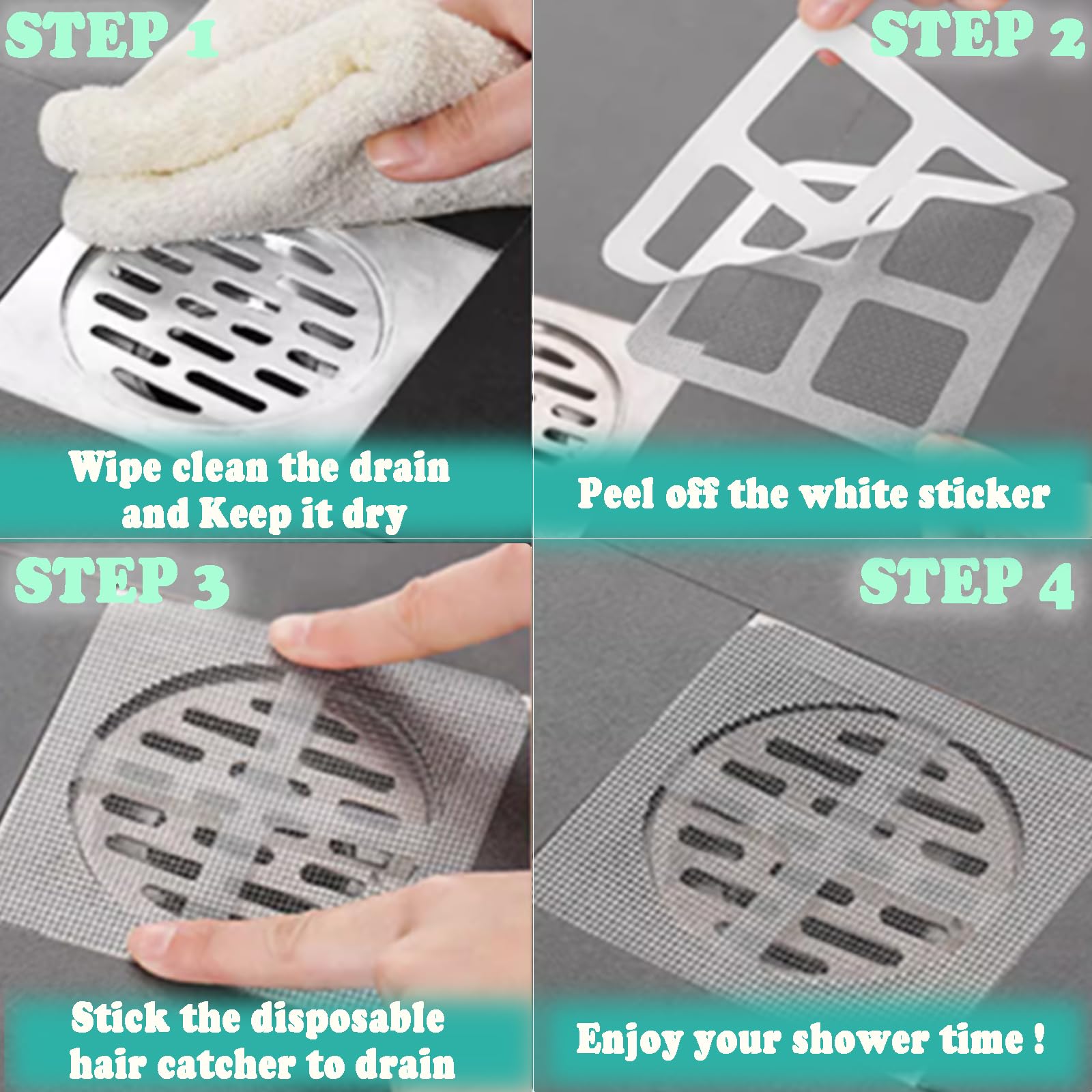 35 pc-Pack Disposable Shower Drain Hair Catcher, Floor Drain Mesh Sticker Strainers, Shower Drain Cover for Bathtub, Bathroom and Kitchen Sink to Prevent Clogged Drains（ 4-inch quadrate