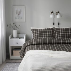 STRUTBRAKEN King Duvet Cover and Pillowcase(s) Cotton Gray Check