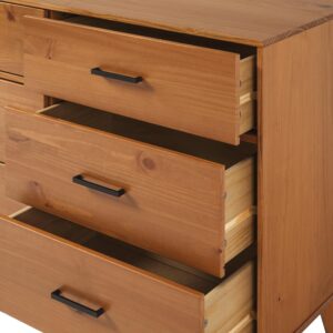 Walker Edision Modern Solid Pine Wood 6-Drawer Dresser with Metal Handles and Generous Storage Space, Caramel Finish