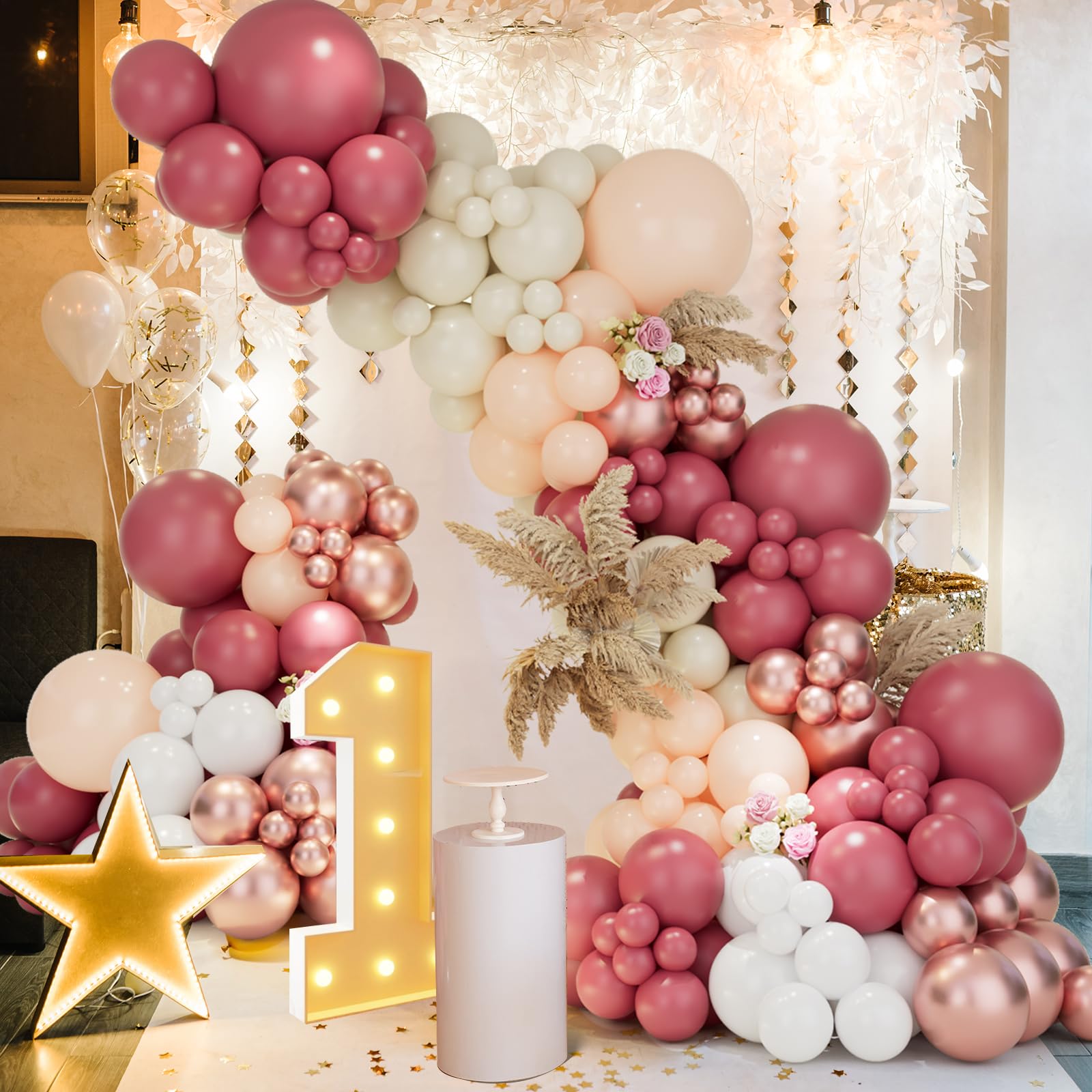 Baby in Bloom Baby Shower Decorations Baby in Bloom Balloon Garland Arch Kit Rose Red Maca Orange Sand White Metal Rose Gold Balloons for Birthday Bridal Wedding Baby in Bloom Party Decorations