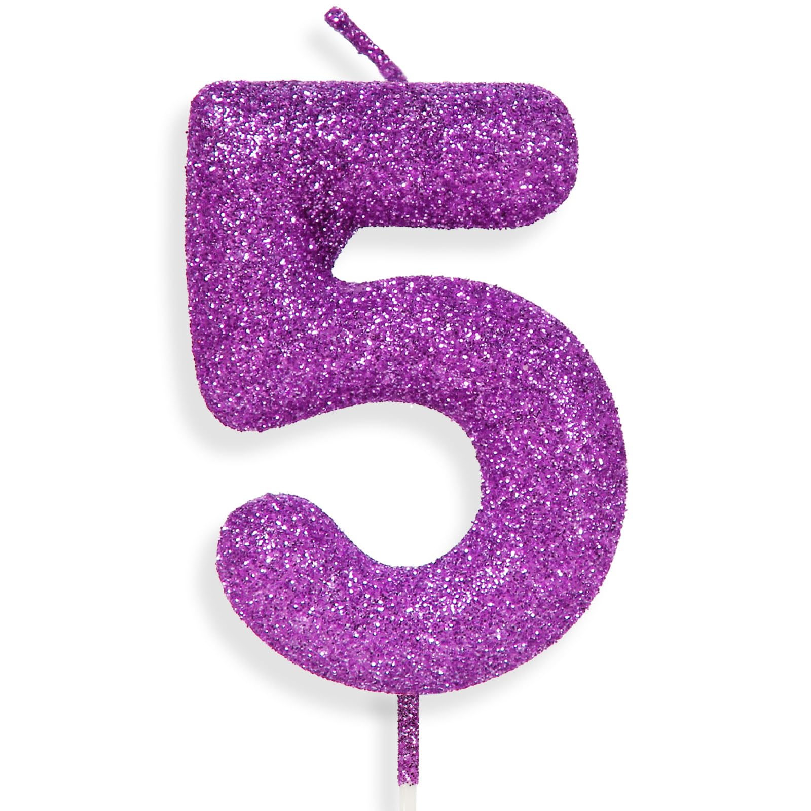 5th Glitter Birthday Candles, Purple Pink Birthday Number Candle for Cake Topper Decorations for Girls Birthday Party Wedding Anniversary Celebration Supplies