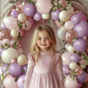 Pink and Purple Balloon Arch Kit, Dusty Purple Pink Sand White Matellic Rose Gold Latex Balloons for Bridal Baby Shower Wedding Anniversary Engagement Birthday Party Decoration