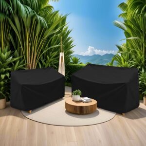 Outdoor Bench Cover, Waterproof Outdoor Sofa Cover 210D Heavy Duty Patio Bench Furniture Covers with Air Vents, All Weather Resistant Bench Cover for Patio Furniture, 64" L x 26" W x 35" H-3-seater