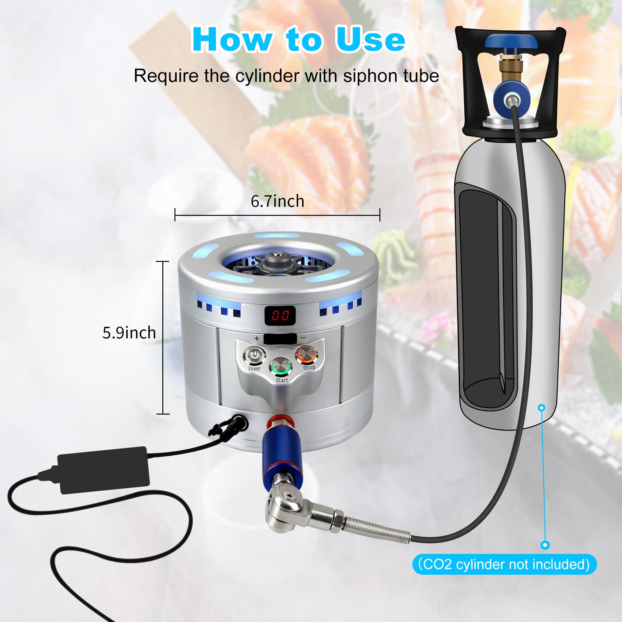 Portable Dry Ice Maker Machine: Food Grade Dry Ice Maker with Quick CO2 Dry Ice Making and Instant Glass Chilling, Dry Ice Machine for Bars, Restaurants, Clubs, and Hotels