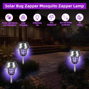 Jahy2Tech Solar Bug Zapper Outdoor Mosquito Zapper 2 in 1 Mosquito Killer Lamp Purple & White Light for Patio Yard Garden Pathway Insect Mosquito Repellent (4)