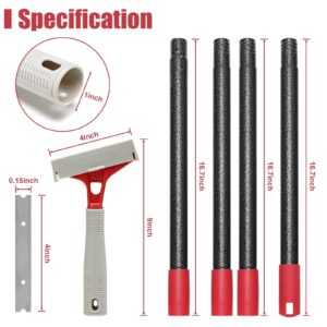 Floor Scraper, Long Handle Floor Scraper Heavy Duty, Metal Paint Scraper with 10PCS Extra Blades Scraper for Cleaning Windows Glass, Tiles, Wall, Floor