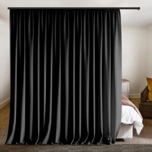 roomnest multifunctional room divider curtain totally blackout privacy partition drape room thermal insulated noise reduced suitable for curtain track&rod system, 10 ft w x 9 ft h, black, 1 panel