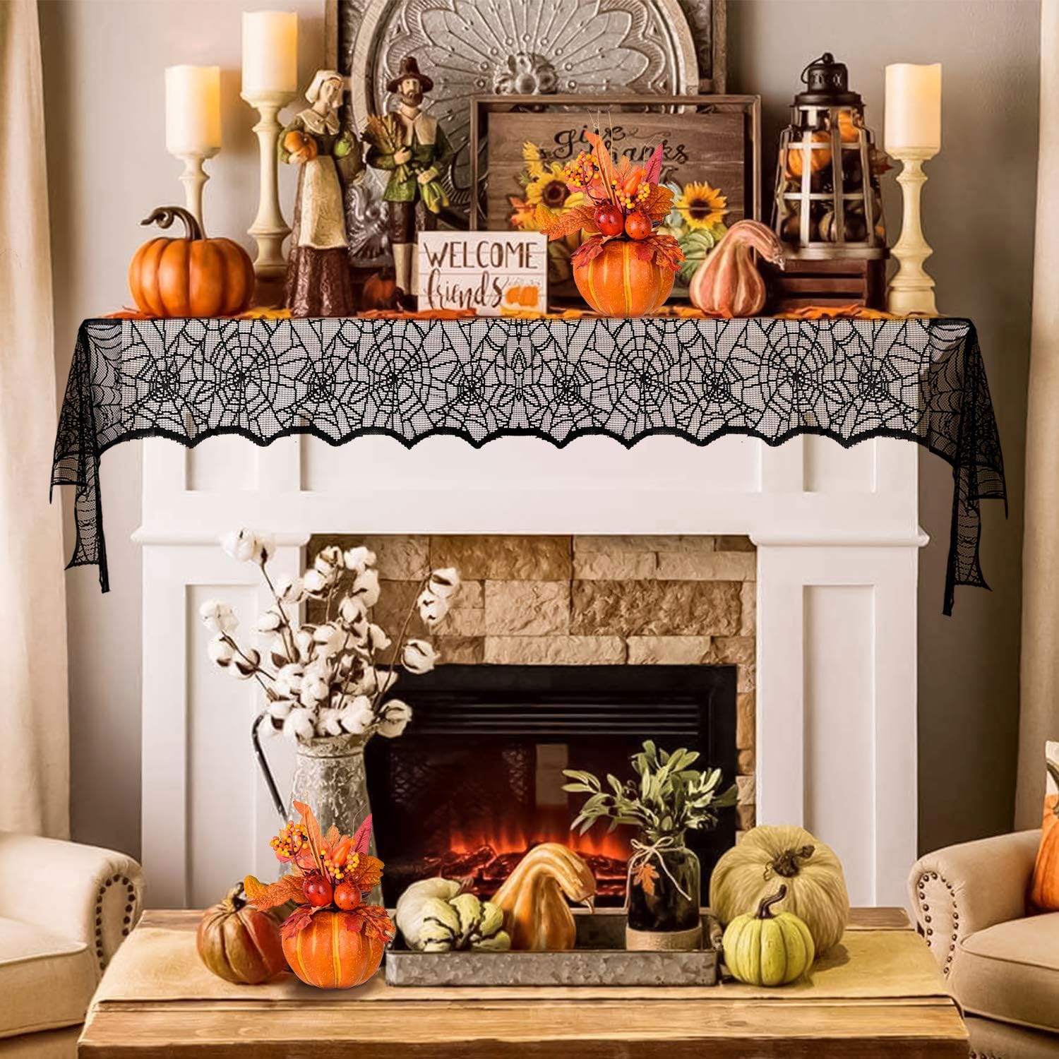 Halloween Table Runner, Black Lace Spider Webs Table Runners for Halloween Table Decor, 18 X 72 Inch Creepy Cover Table Runner Halloween Decorations Halloween Party Dinner Table Centerpiece Decoration